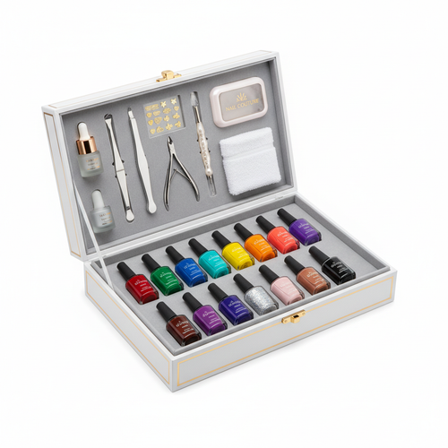 Luxe gel nail polish box set with 12 colorful bottles