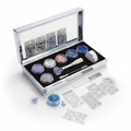 Glitter and chrome nail powder box set with holographic pigments and stamping tools